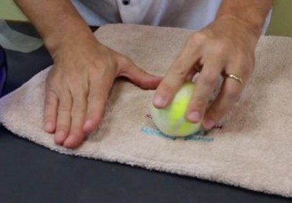 removing water soluble topping with solvy tennis ball