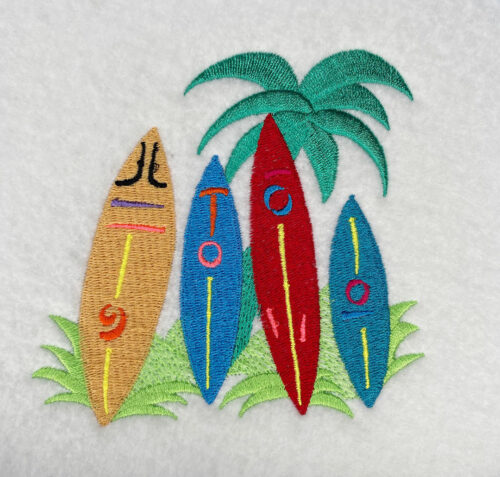 surf boards embroidey design