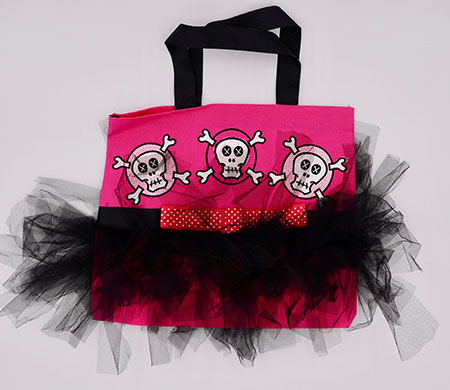 pink skulls tutu bag