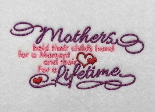 Mothers hold child hand embroidery design