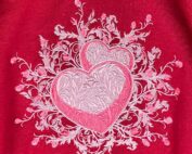 heart with rose swirls embroidery design