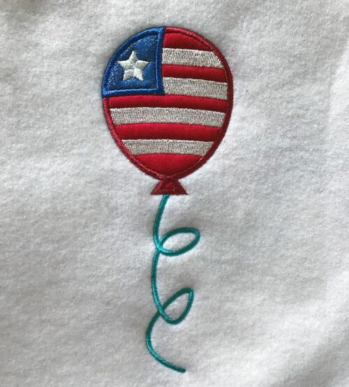 4th of July balloon applique embroidery design