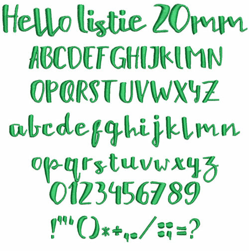 Hellow Listie 20mm Font 1