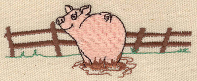 Embroidery Design: Pig in mud 3.98w X 1.54h