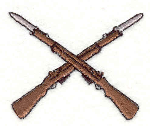 Embroidery Design: Rifles Crossing 1.75w X 2.20h