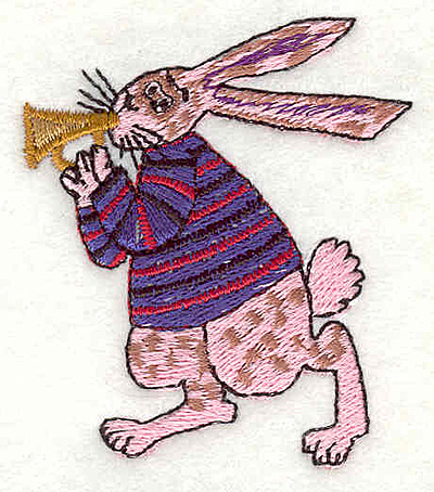 Embroidery Design: Rabbit playing horn 2.06"w X 2.37"h