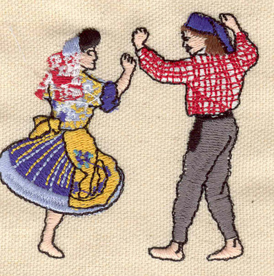 Embroidery Design: Folk Dancers 2.85w X 2.74h