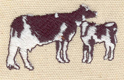 Embroidery Design: Cow with calf 2.26w X 1.37h