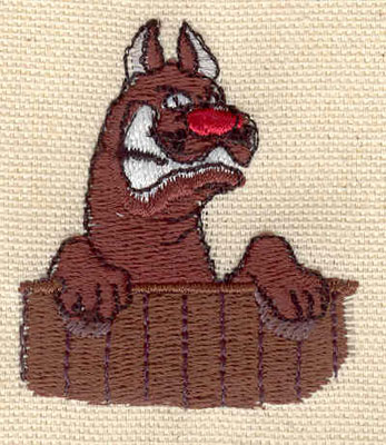 Embroidery Design: Dog behind fence1.70w X 2.00h