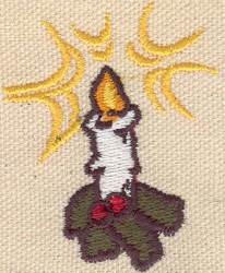 Embroidery Design: Candle with holly 1.69w X 2.11h