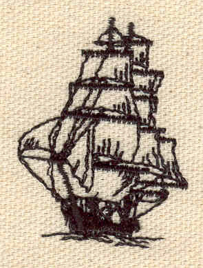 Embroidery Design: Sailing ship 1.26w X 1.67h