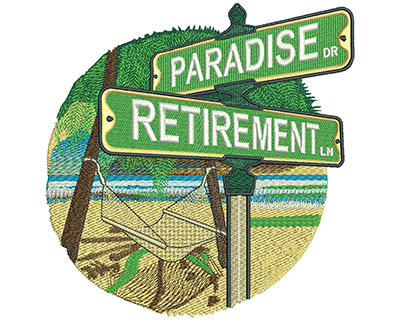 Embroidery Design: Retirement Lane Lg 5.90w X 6.01h