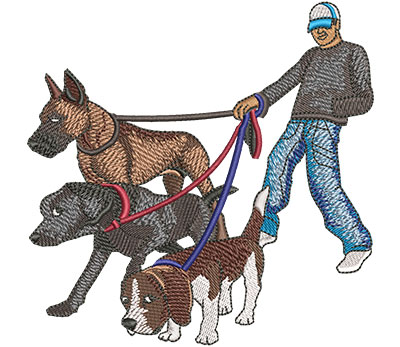 Embroidery Design: Male Dog Walker Lg 4.53w X 4.51h