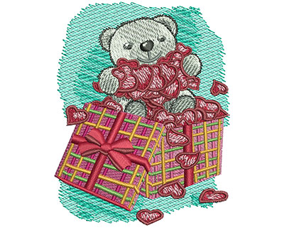 Embroidery Design: Teddy Bear With Hearts Sm2.76w X 3.52h