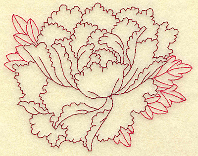 Embroidery Design: Peony redwork 4.66w X 3.70h