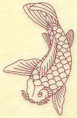 Embroidery Design: Koi redwork 2.86w X 4.52h