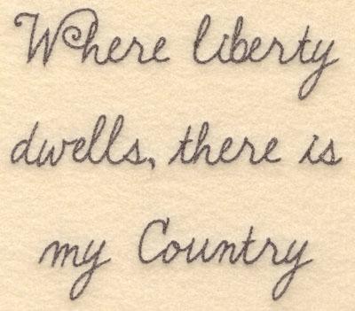 Embroidery Design: Where liberty dwells large6.00w X 5.32h