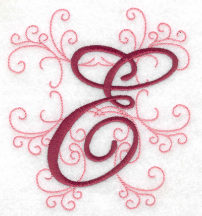 Embroidery Design: E large 4.46w X 4.97h