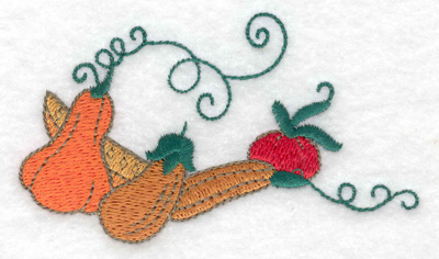 Embroidery Design: Squash gourds and tomatos 3.76w X 2.16h