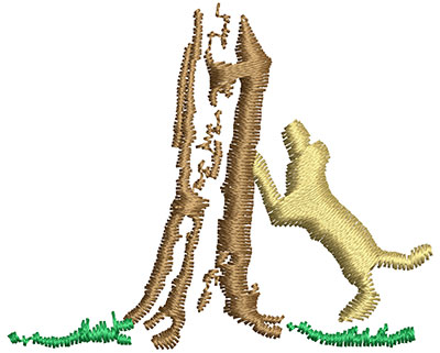 Embroidery Design: Dog At Tree 1.92w X 1.57h