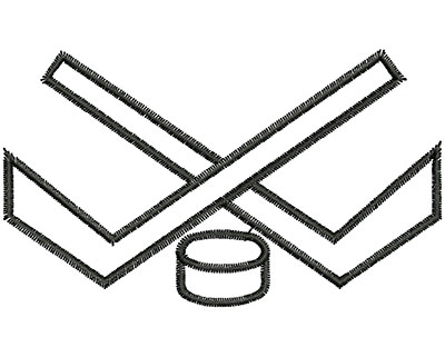 Embroidery Design: Crossed Hockey Sticks 3.58w X 2.11h