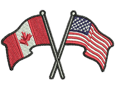 Embroidery Design: Canadian and US Flags 2.69w X 1.67h