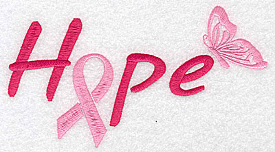 Embroidery Design: Hope with butterfly large 6.96w X 3.85h