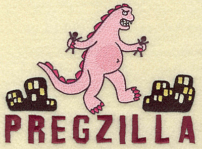 Embroidery Design: Pregzilla large 6.89w X 4.99h