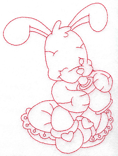 Embroidery Design: Bunny with bottle large 4.23w X 5.64h