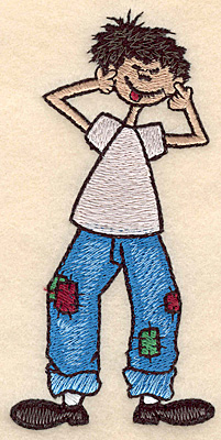 Embroidery Design: Boy hear no evil large 2.42"w X 4.99"h