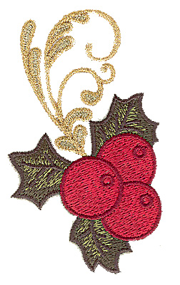 Embroidery Design: Holly with berries 2.22w X 3.82h