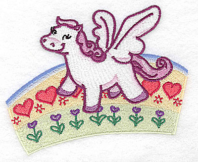 Embroidery Design: Pegasus on rainbow large 4.93w X 4.15h