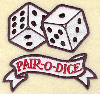 Embroidery Design: Pair o Dice applique 5.28w X 4.98h