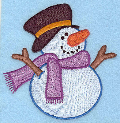 Embroidery Design: Snowman with top hat large4.08"Hx4.07"W