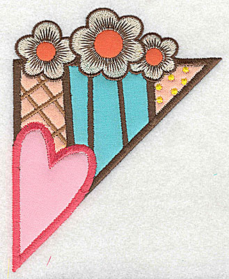 Embroidery Design: Corner heart and flowers large 4 appliques3.95w X 4.96h