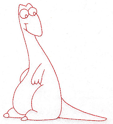 Embroidery Design: Dinosaur D redwork large 4.35w X 4.97h