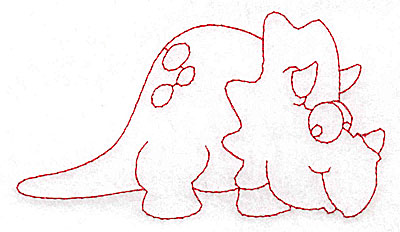 Embroidery Design: Dinosaur E redwork large 4.95w X 2.80h