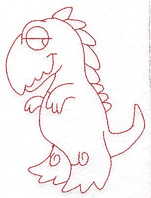 Embroidery Design: Dinosaur G redwork large 3.82w X 4.95h