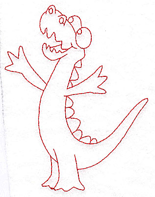 Embroidery Design: Dinosaur I redwork large 3.77w X 4.96h