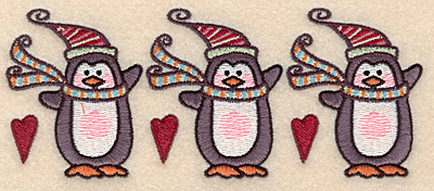 Embroidery Design: Pengin border2.48"H x 6.08"W