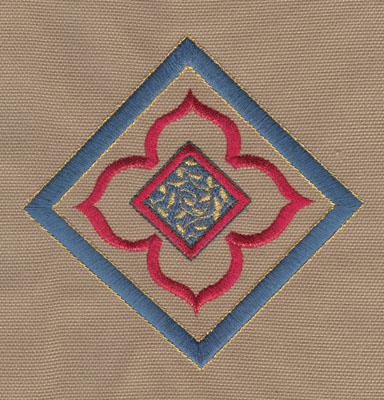 Embroidery Design: Decorative Flower with Diamond 34.94" x 4.90"