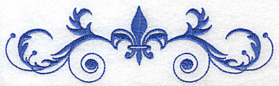 Embroidery Design: Fancy Baroque with large fleur-de-lys 6.95w X 2.01h