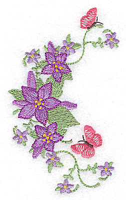 Embroidery Design: Flowers and butterlies 2.40w X 3.87h