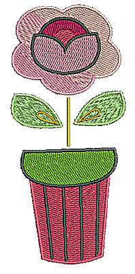 Embroidery Design: Flower in pot 1 2.07w X 4.67h