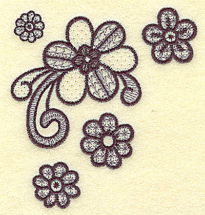 Embroidery Design: Blooms and swirls 3.86w X 3.65h