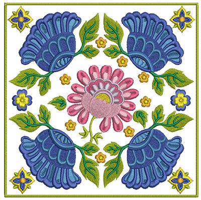 Embroidery Design: Floral Blocks 2 7.01w X 7.01h