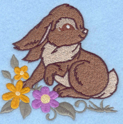 Embroidery Design: Bunny and flowers 3.82w X 3.81h