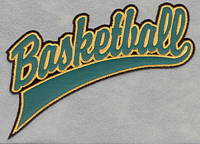 Embroidery Design: Basketball script applique6.76w X 5.00h