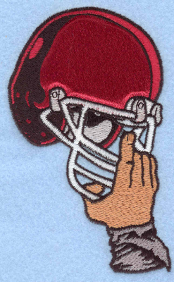 Embroidery Design: Helmet in hand applique2.97w X 5.00h