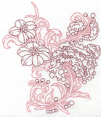 Embroidery Design: Spring Blooms C redwork large 6.10w X 6.95h